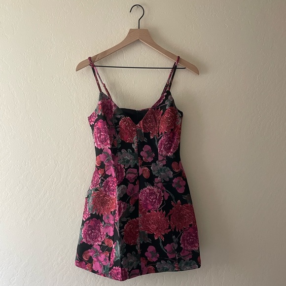 Lulus Bewitching Blooms Black Floral Jacquard Mini Dress with Pockets - Picture 6 of 10